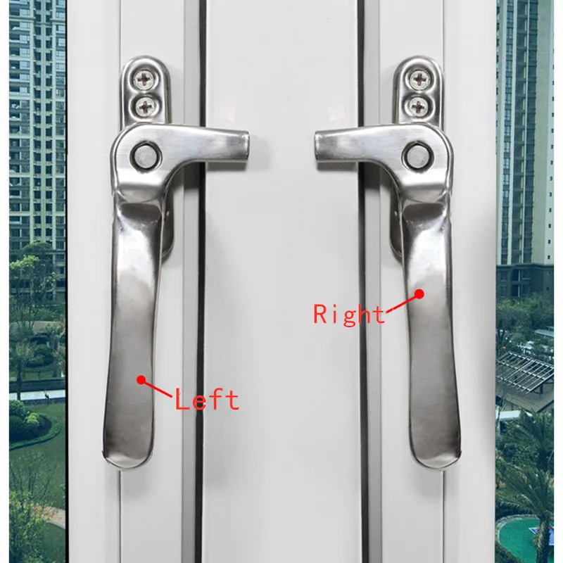 Porta de e Janela Alças Esquerda e Direita Flat-abertura Anti-theft Security Lock Liga de Alumínio Vidro Janela Acessórios 1pc Aço Inoxidável