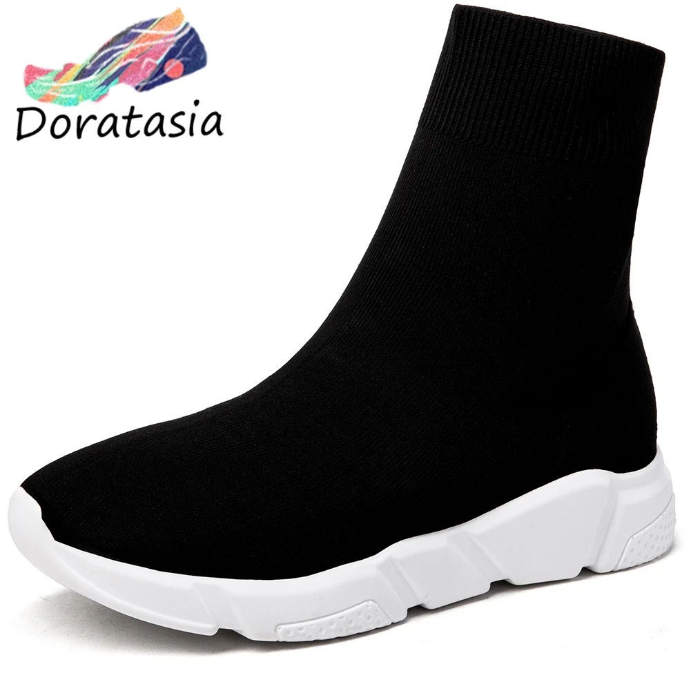 

DORATASIA New Large Size 33-40 Elegant Ankle Stretch Sock Boots Women INS Style Platform Boots Lady Casual Wedges Shoes Woman