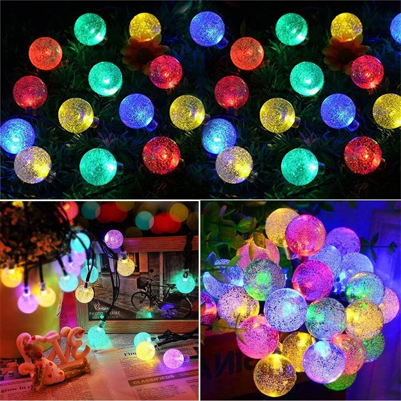 solar lights outdoor Outdoor LED Solar String Lights Crystal Globe LAMP 8 Modes IP65 Waterproof Solar Powered Patio Light for Garden Party Decor solar ground lights