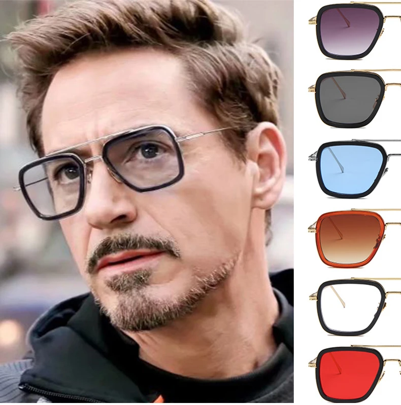 Модные мужские солнцезащитные очки Tony Stark, Мстители 3, Железный человек, квадратные очки, оправа, Человек-паук, Эдит, солнцезащитные очки унисекс