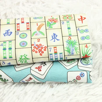 

140cm Wide Nordic Mahjong Printed Cotton Fabrics for Sewing Digital Fabric Patchwork Cloth DIY Handmade Quilting Accessories