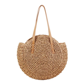 

Bohemian Shoulder Bags Totes Women Fashion Round Straw Bags Handbags Female Handmade Woven Summer New Rattan Beach Bags Ladies