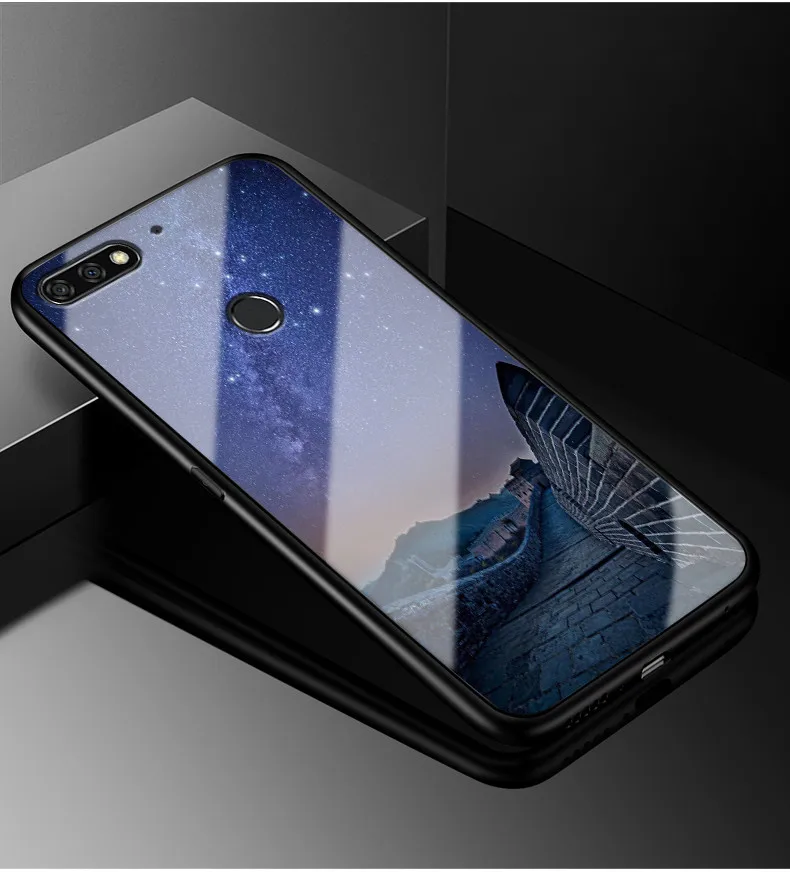 08 Для huawei Honor 7C чехол 5," стекло для ПК чехол для телефона черный бампер чехол для Honor 7C Чехлы для huawei Honor 7C AUM-L41 стеклянный чехол - Цвет: 08