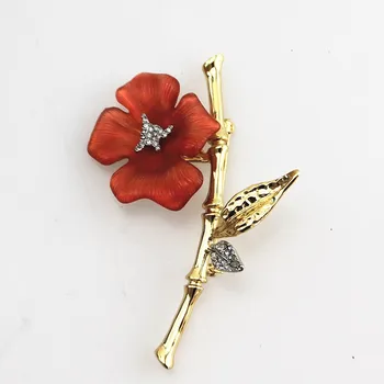 

European and American jewelry with exquisite texture a flower brooch red flower bamboo brooch