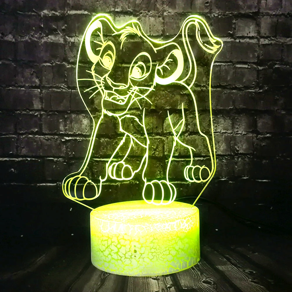 Simba настольная лампа Король Лев фигурка животного светодиодный Лава комната Король джунглей Декор Настроение Ночной светильник часть питания Дети Рождественский подарок игрушка