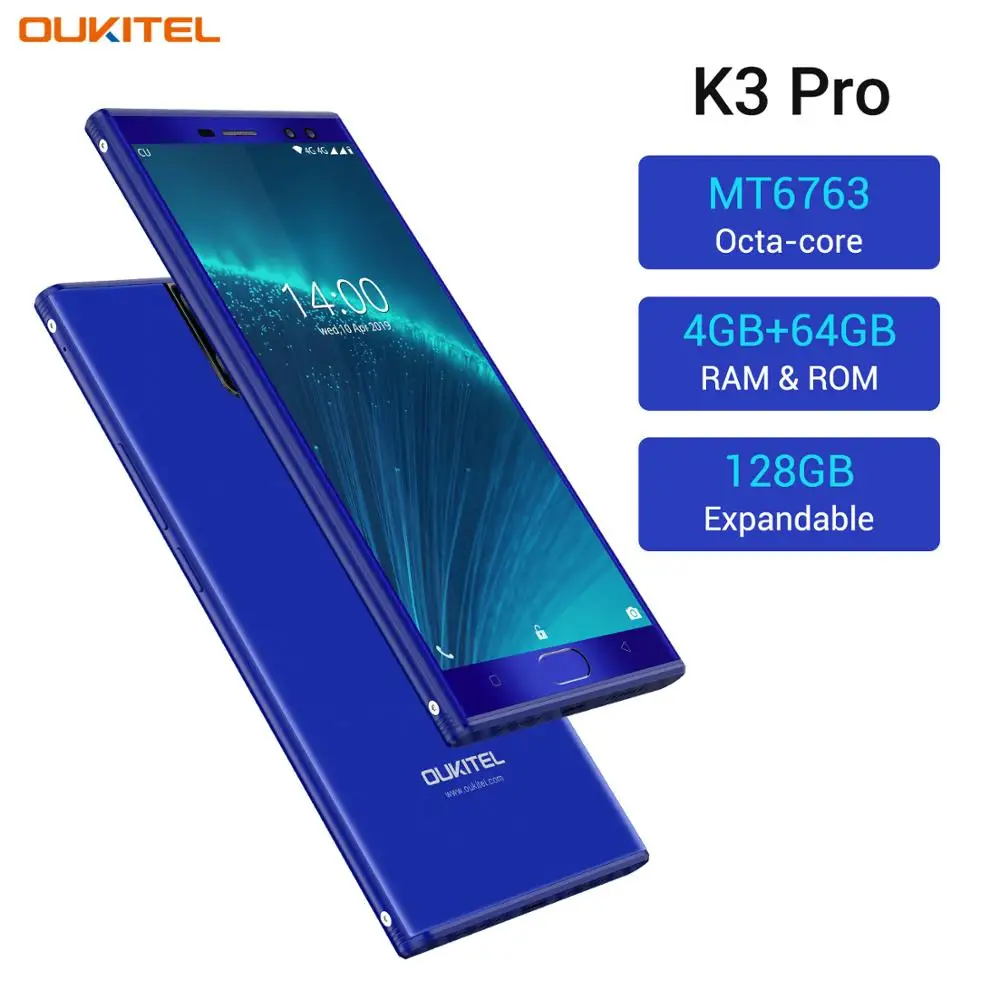 Мобильный телефон Oukitel K3 Pro Android MT6763 Octa Core 4 Гб 64 5 &quotFHD экран 6000 мАч камеры 9 в 2 а