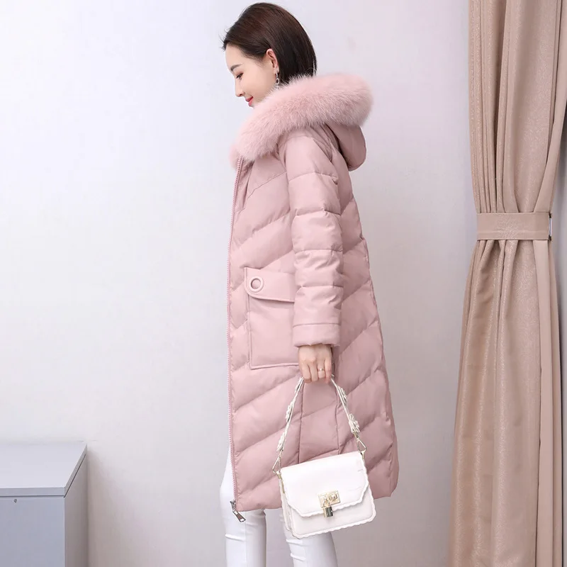 

Photo Shoot Cotton-padded Clothes Women's Medium-length 2019 Winter New Style Really Fox Fur Collar down Jacket Cotton-padded Cl