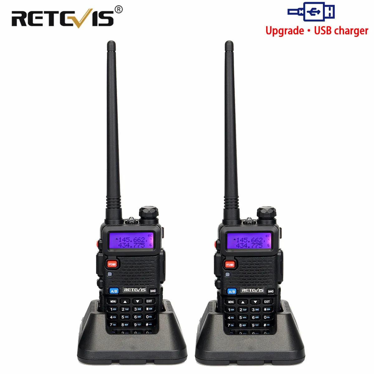 Рация Retevis RT5R 2 шт. 5 Вт 128 каналов портативная Двухдиапазонная радиостанция с