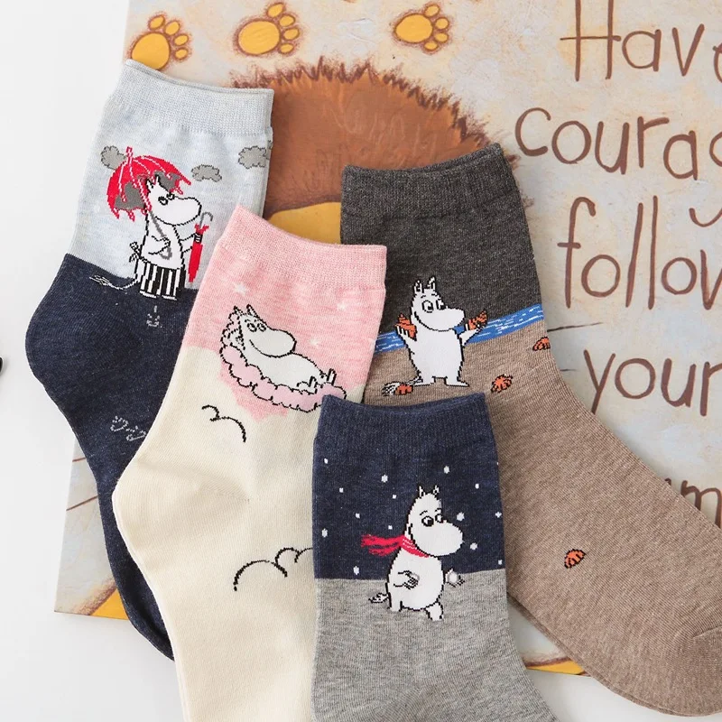 Mumin Moomin милые носки Femme Momine покрытие для ног женские хлопковые уличные носки в стиле хип-хоп белые носки 1 пара для женщин