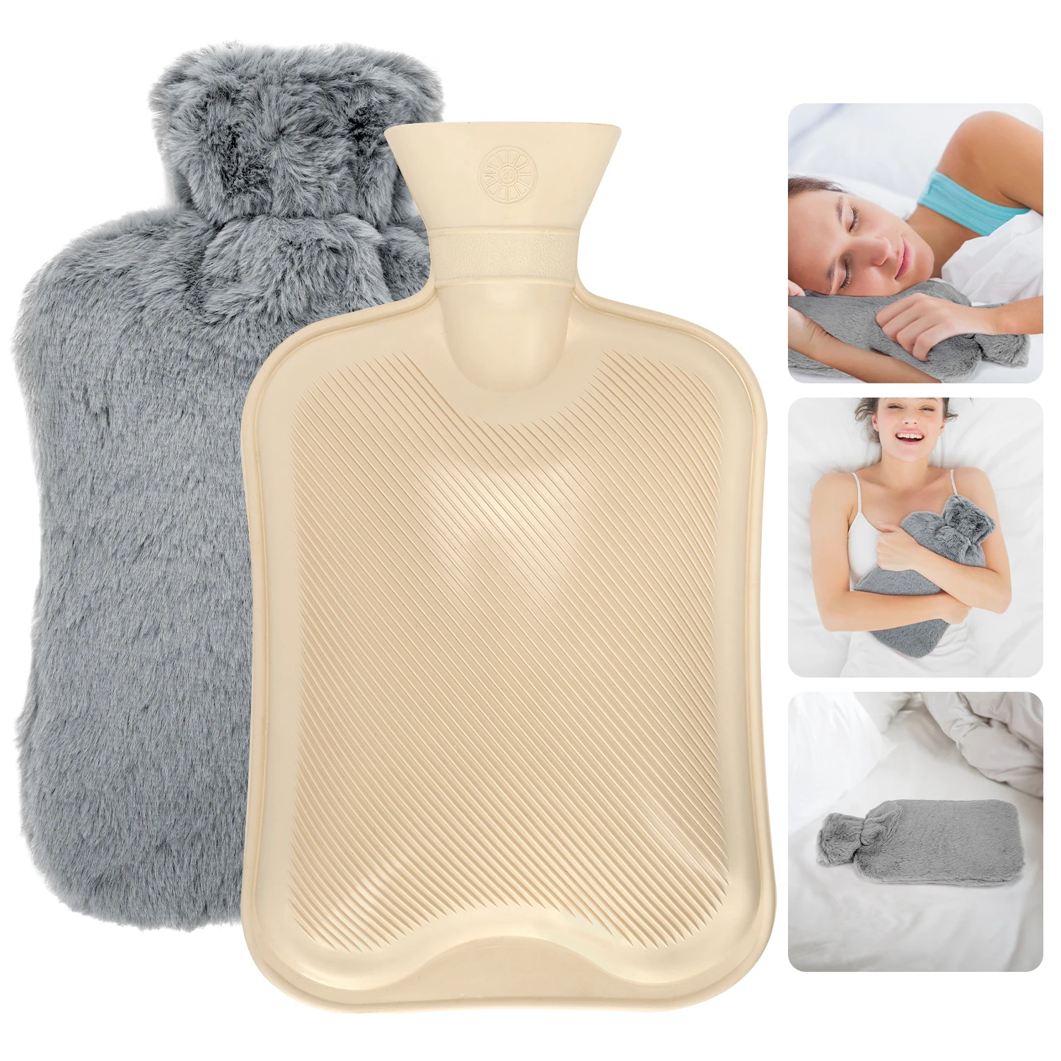

2L Soft Cover+Rubber Hot Water Bottle Winter Best Keep Warm Tools Pain Relief Hot And Cold Compress Bag Exquisite Gift For Lady