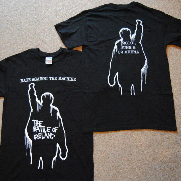 

Homme High Quality Rage Against The Machine Battle Of Ireland June 2010 Tour T Shirt New Ratm