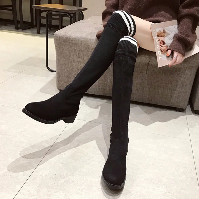 

Women's Mid Calf Boots Round Toe Chunky Heel Shoes Lace Up Low Heels booties Luxury Designer Booties Ladies Winter Footwear