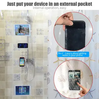 

PVC Bathroom Curtain Window Decoration Eco-Friendly Shower Curtain Curtains Quick Dry Mesh Pockets Curtain Toilet Waterproof