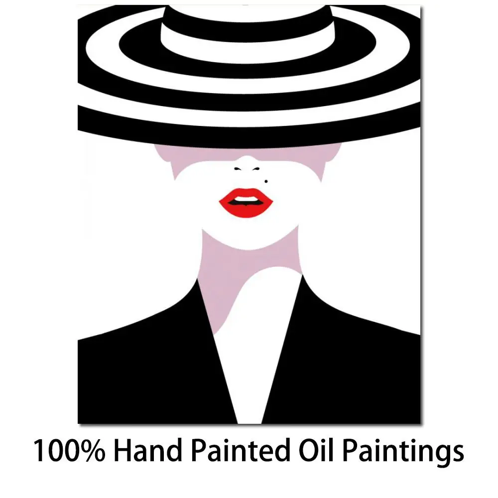 

Canvas Art Oil Portrait Painting Lady In Black And White Modern Abstract Woman Artwork For Bedroom Wall Decor Extra Large