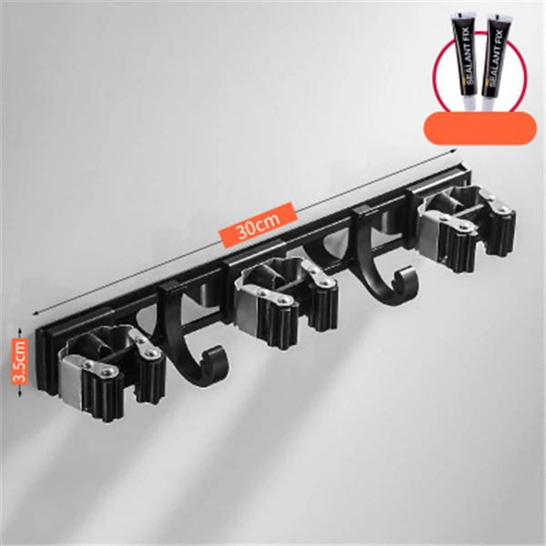 3gripper 2 hook Алюминиевый настенный держатель для швабры, щетка, метла, вешалка, держатель для хранения, многофункциональная полка для ванной комнаты, держатель для швабры, органайзер, крючок - Цвет: 3gripper 2 hook
