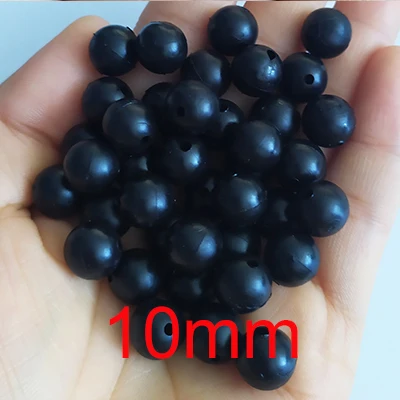 Black 10mm 100pcs/lot Soft Fishing Beads Stopper 3mm-12mm Luminous Round Fishing Space Beans Stops Soft Rubber Rig Lure Accessories - Цвет: Black 10mm