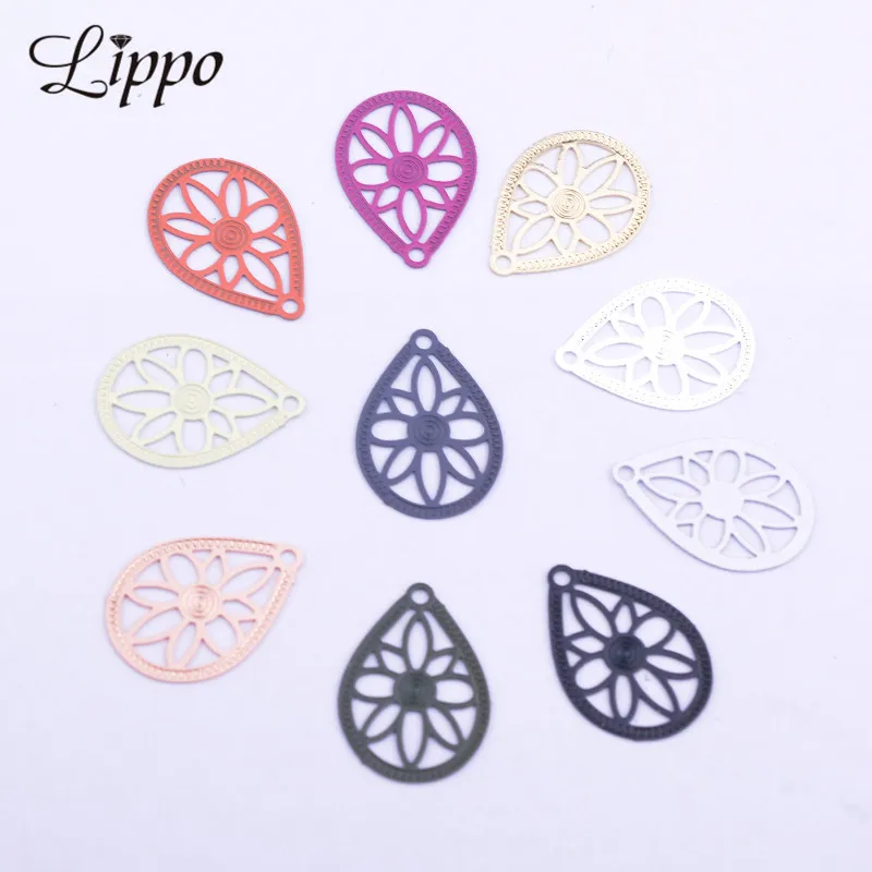 50 Stück AC10823 6*16mm Wassertropfen-Blumen-Anhänger Ohrring-Anhänger Metall Messing Dünner Anhänger DIY Schmuck Ohrring-Herstellung