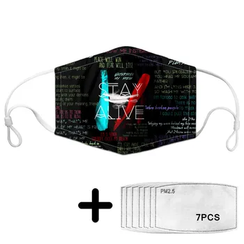 

Dust Mouth Mask with Fashion Twenty One Pilots Print Anti-Dust Adjustable Earloop Reusable Fashion Face Masks with PM2.5 Filters