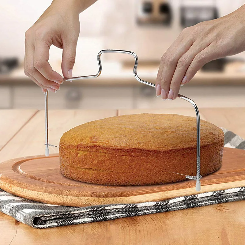 

Kitchen Utensil Gadget Accessories Stainless Steel Adjustable Wire Cake Cutter Slicer Leveler Cake Baking Tool Cake Scraper