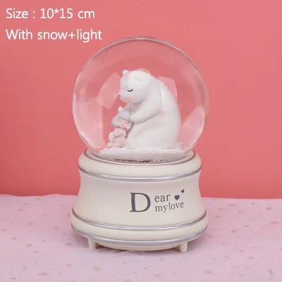 Bear Strongwell Lovely Bear Rhinoceros Globe Crystal Ball Christmas Music Box Christmas Decoration for Home Decoration Birthday Gift - Цвет: Bear