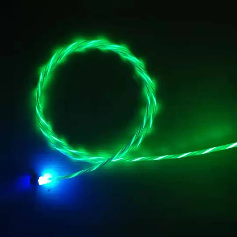 Fast Charging Magnetic Cable USB Type C Cable Magnetic Cable LED Lighting USB Micro Charger Cable Wire for iPhone Huawei Samsung - Цвет: Зеленый
