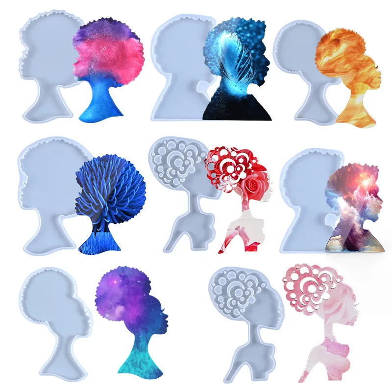 African Black Women Home Decoration Silicone Mold, Coaster Tray Resin