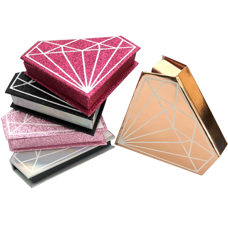 

Wholesale false eyelash packaging empty diamond magnetic box fake 3d mink eyelashes boxes faux cils case lashes