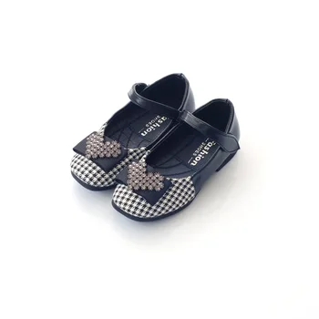 

Children Princess Shoes Wedding Dress Shoes Comfortable Bowtie Blue Leather Shoes For Girls Casual Flat Shoes