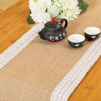 

Withme Burlap Table Runners modern wedding Track on the table Cloths Lace Decor Tablecloths table setting on the Table for party