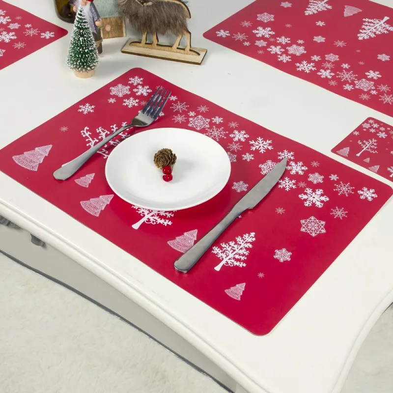  6 Placemats 6 Coasters Christmas Table Placemat Set Printed Winter Dining Room Kitchen Table Mat Ho