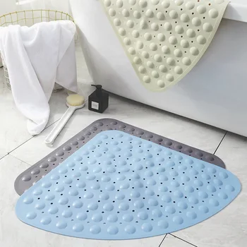 

54x54cm/70x70cm fan shaped bathroom PVC floor mat shower room foot pad non slip bath mat massage pad for foot