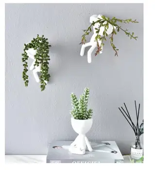 

Cute Flower Pot Indoor Outdoor Art Portrait Sculpture Vase Resin Succulent Planter Vase Home Garden Decor