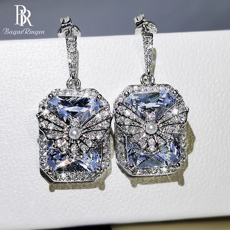 Женские серьги бабочки Bague Ringen роскошные серебряные 925 пробы Изящные Ювелирные