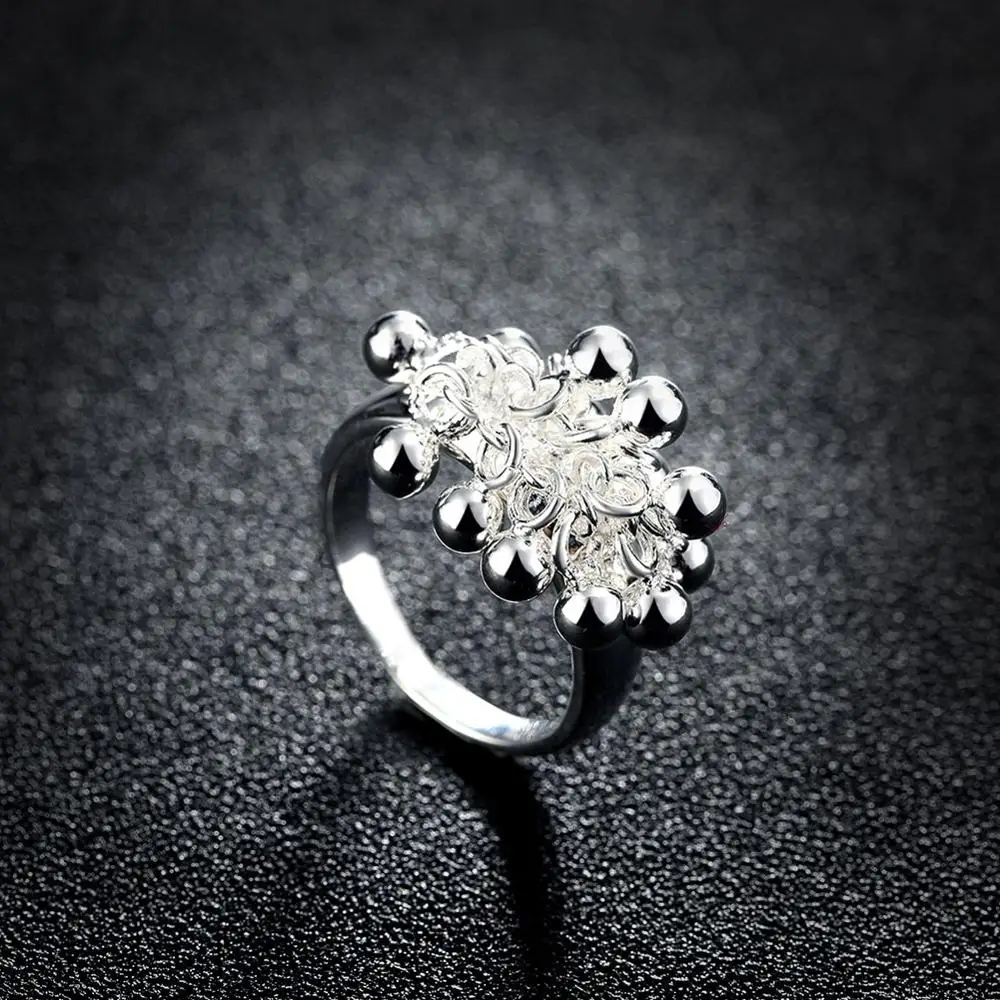 

T1108 Elegant 925 Sterling Silver For women Wedding Gift Round Ring Fashion Zircon Bridal Jewelry