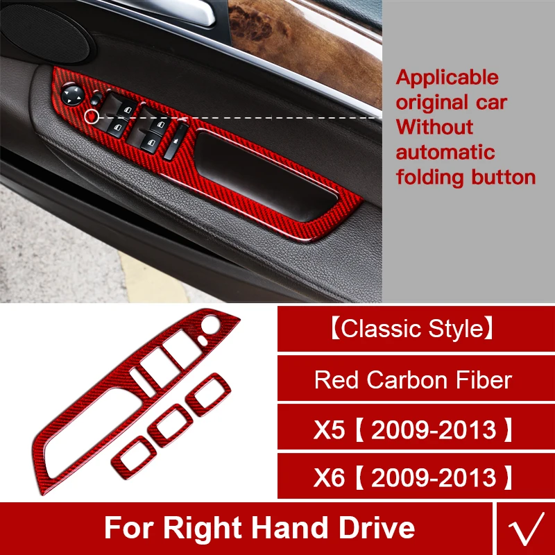TPIC внутренняя форма M производительность окна управления Переключатель рамка Крышка отделка наклейки для автомобиля BMW X5 X6 E70 E71 2009-2013 - Название цвета: Classic Red RHD