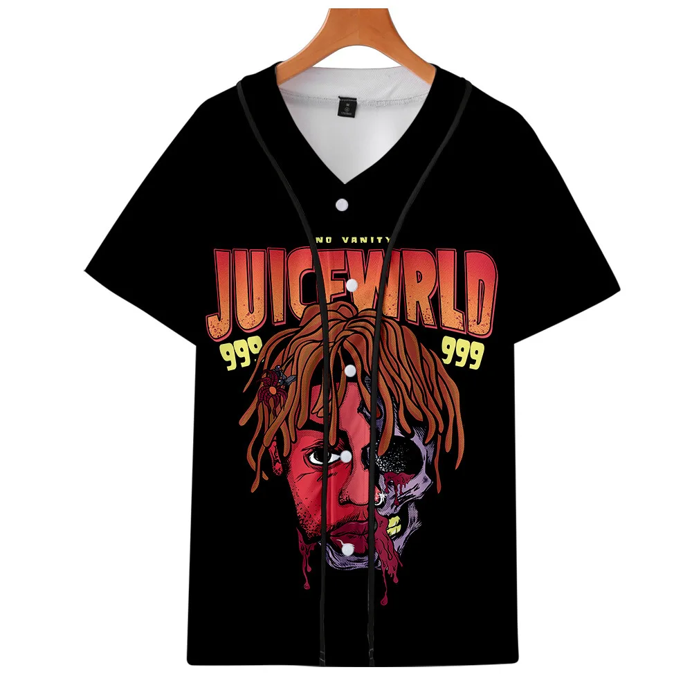 Футболка бейсбольная Rapper Juice Wrld с 3D принтом для мужчин и женщин уличная одежда в