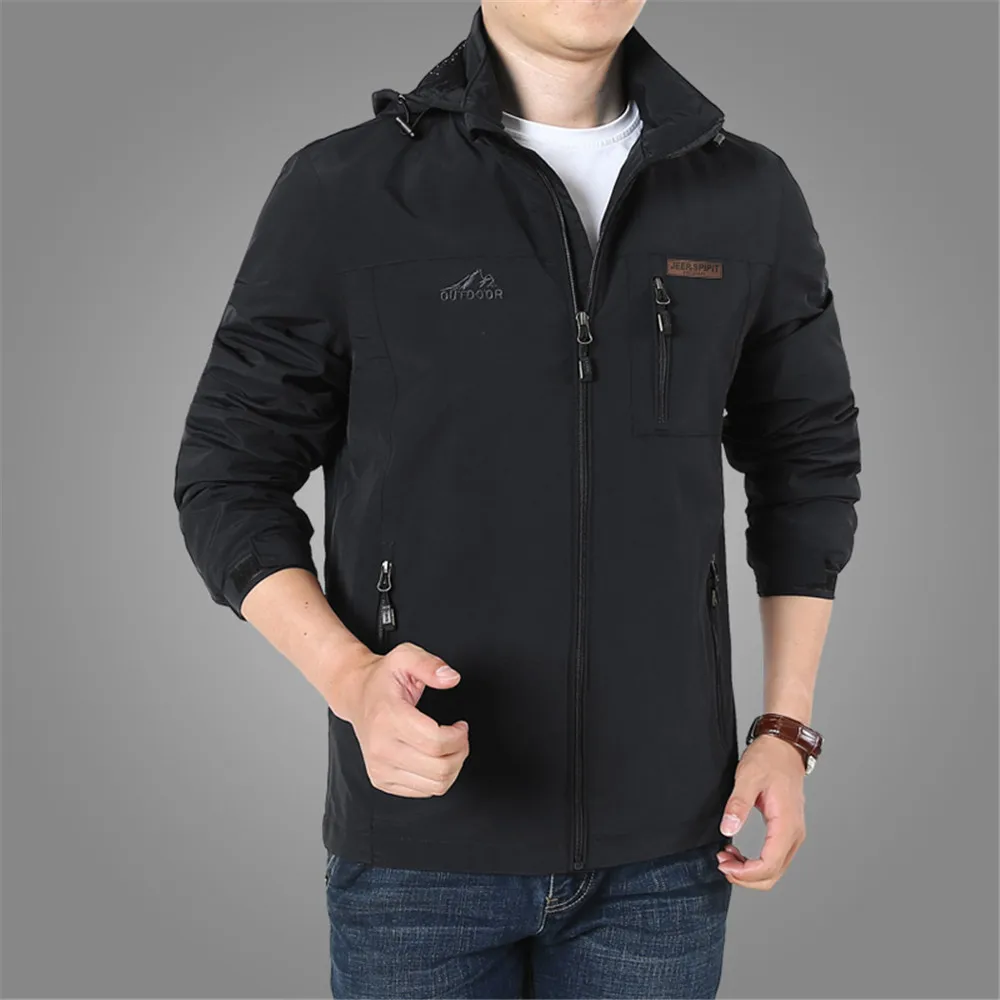 WWKK новые мужские альпинистские треккинговые ветровки рыболовные водонепроницаемые куртки походная куртка для активного отдыха мужские весенне-осенние спортивные дождевые пальто - Цвет: Black