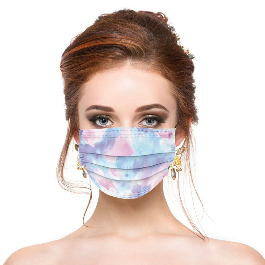 halloween costumes 10pc Tie-dyed Print Protection Mouth Masks For Women Disposable Face Mask 3 Layers Halloween Cosplay Mask Mascarillas Masque christmas costumes