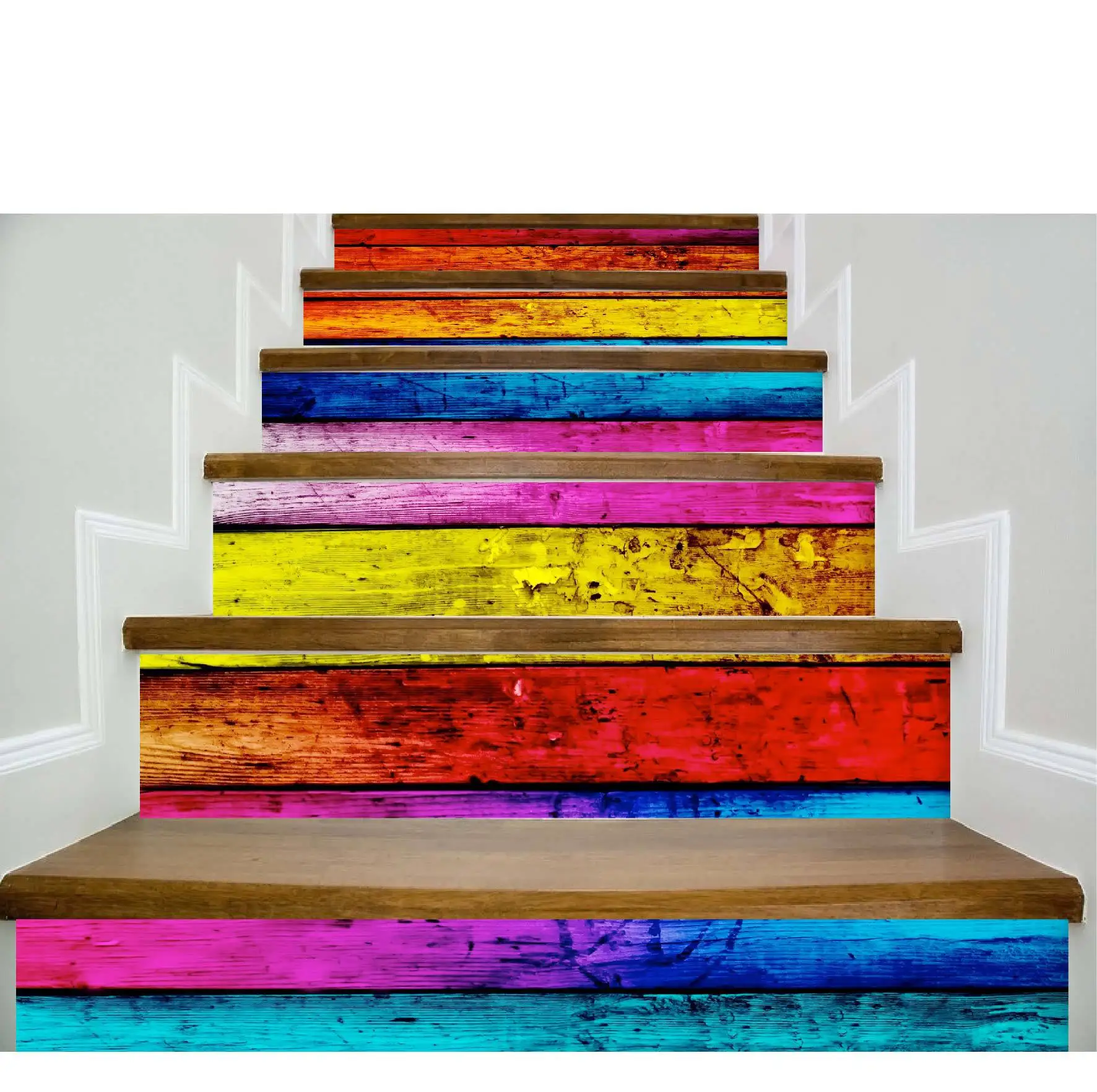 

Amazon New Style 13 PCs Set 3D Floor Vision Waterproof Steps Adhesive Paper European Style Model Tile Stairs Stickers
