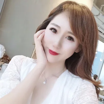 

TSHOU199 Pop Women's necklace 925 Silver Girls round ziron pandant necklace