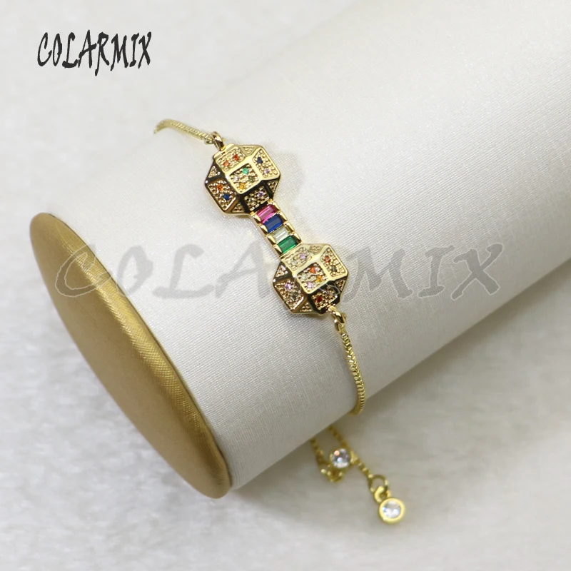 10 шт форма гантели браслеты радужные хрустальные браслеты с подвесками хрустальные аксессуары соединители браслеты ювелирные изделия для женщин 5731