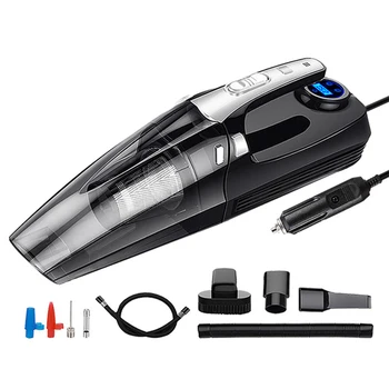 

4 In 1 Car Portable Wet/Dry Auto Vacuum Cleaner 12V 120W 4000Mpa With Smart Digital Tire Inflator Pump Pressure Gauge Led Light