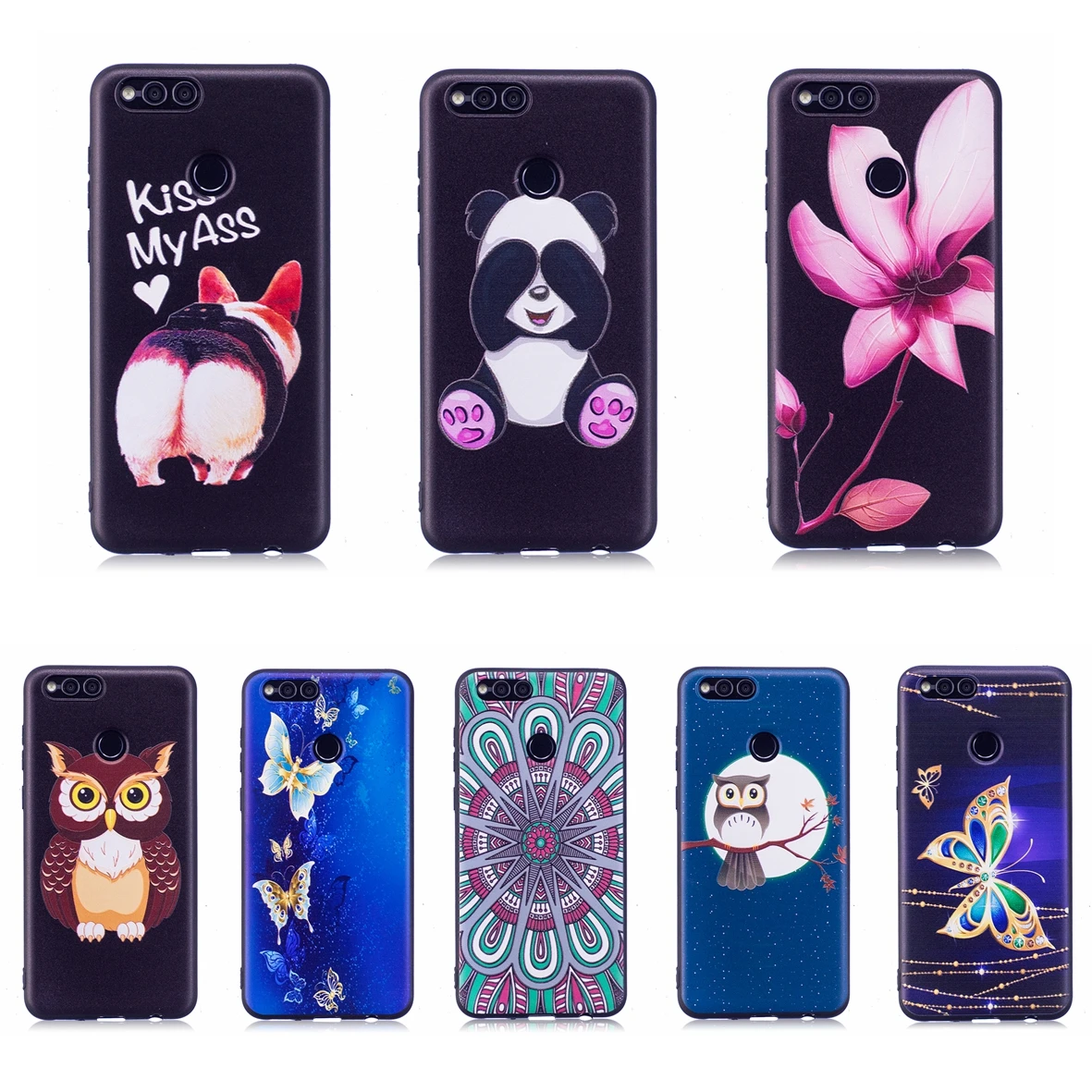 Модный Цветной чехол в виде животного для huawei Honor 7X Мягкий защитный силиконовый