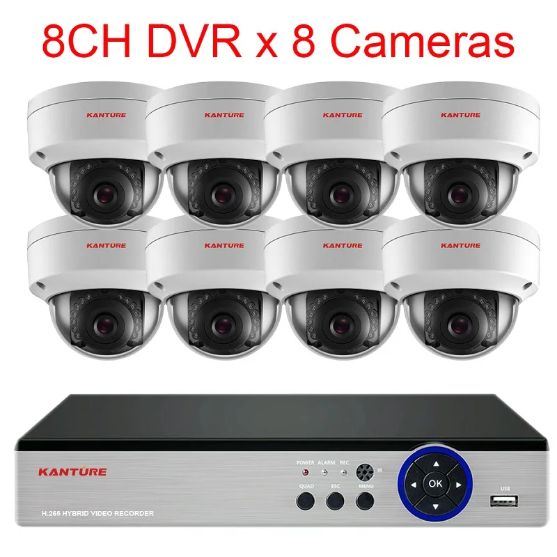 KANTURE h.265+ 8CH 5MP система видеонаблюдения 5MP камера безопасности Система IP66 Антивандальная Крытая уличная камера система ночного видения - Цвет: 8CH DVR x 8 Camera
