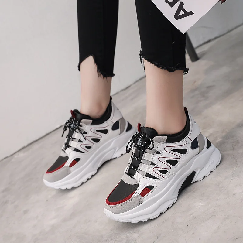 

2020 New Women Sneakers Autumn Winter Dad Shoes Warm Female Sneakers Platform Mixed Colors Casual Shoes Women Chaussure Femme