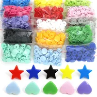 20Sets KAM Star/Heart Snap Button T5 Plastic Decorative Buttons For Clothes Press Studs Fasteners Garment Accessories 15Colors 2