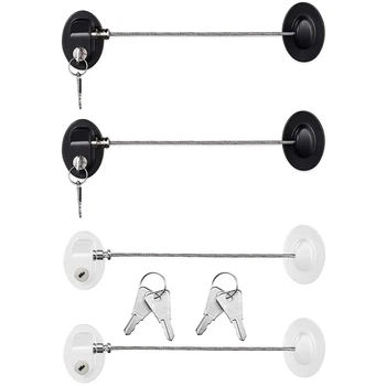 

4 Pack Refrigerator Door Lock with Keys Adhesive Fridge Freezer Door Lock File Drawer Lock for Child Safety and Privacy, Black a