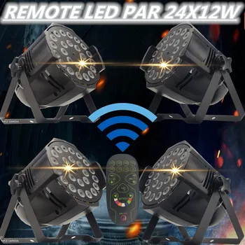 

4PCS/ REMOTE PAR 24X12W RGBW LED PAR Light dmx512 control DJ light professional stage equipment led wash light