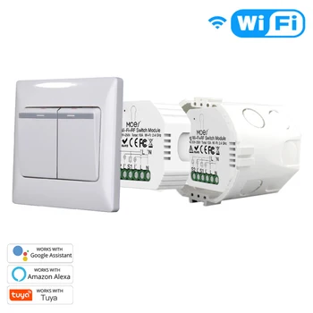 

Wifi+RF 2Way Wifi Smart Light Switch Diy Switch Module RF433 Smart Life / Tuya Remote APP Control Working With Alexa Google Home