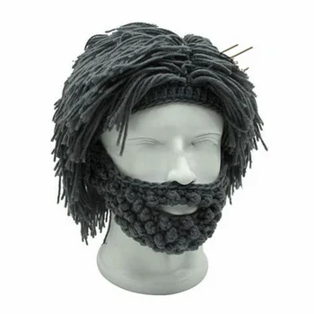 

Handmade Knitted Men Winter Crochet Mustache Hat Beard Beanies Face Tassel Bicycle Mask Ski Warm Caps Funny Hat Gift in Stock